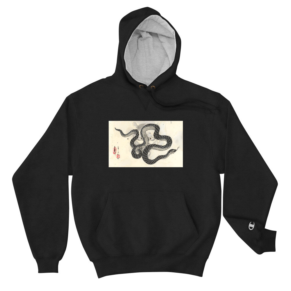 Black snake on a Champion Hoodie — Seven Eight Tattoo