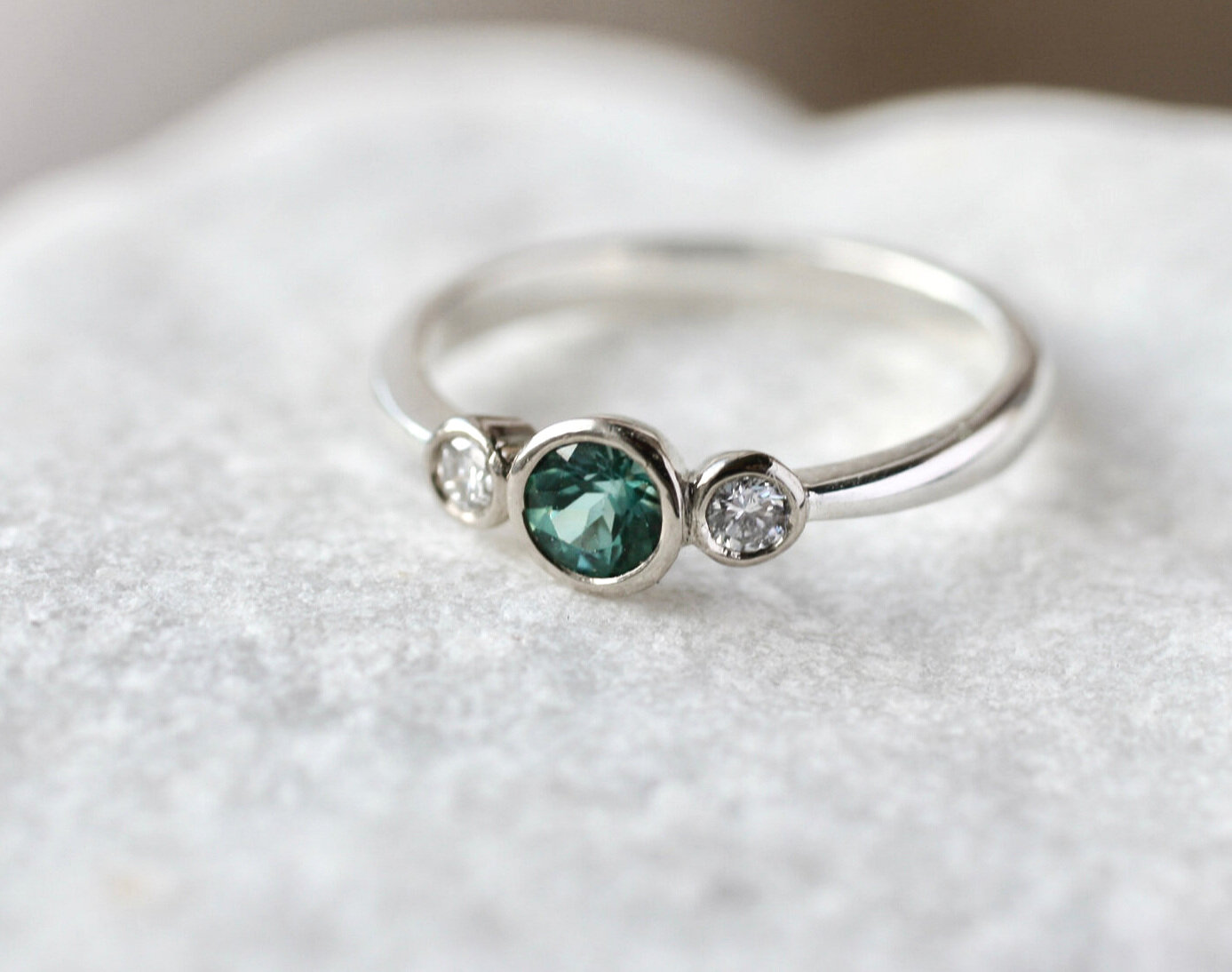 Ethical engagement ring with teal tourmaline, Glasswing Jewellery —  Glasswing Jewellery | Sea Glass & Ethical Gemstone Jewellery