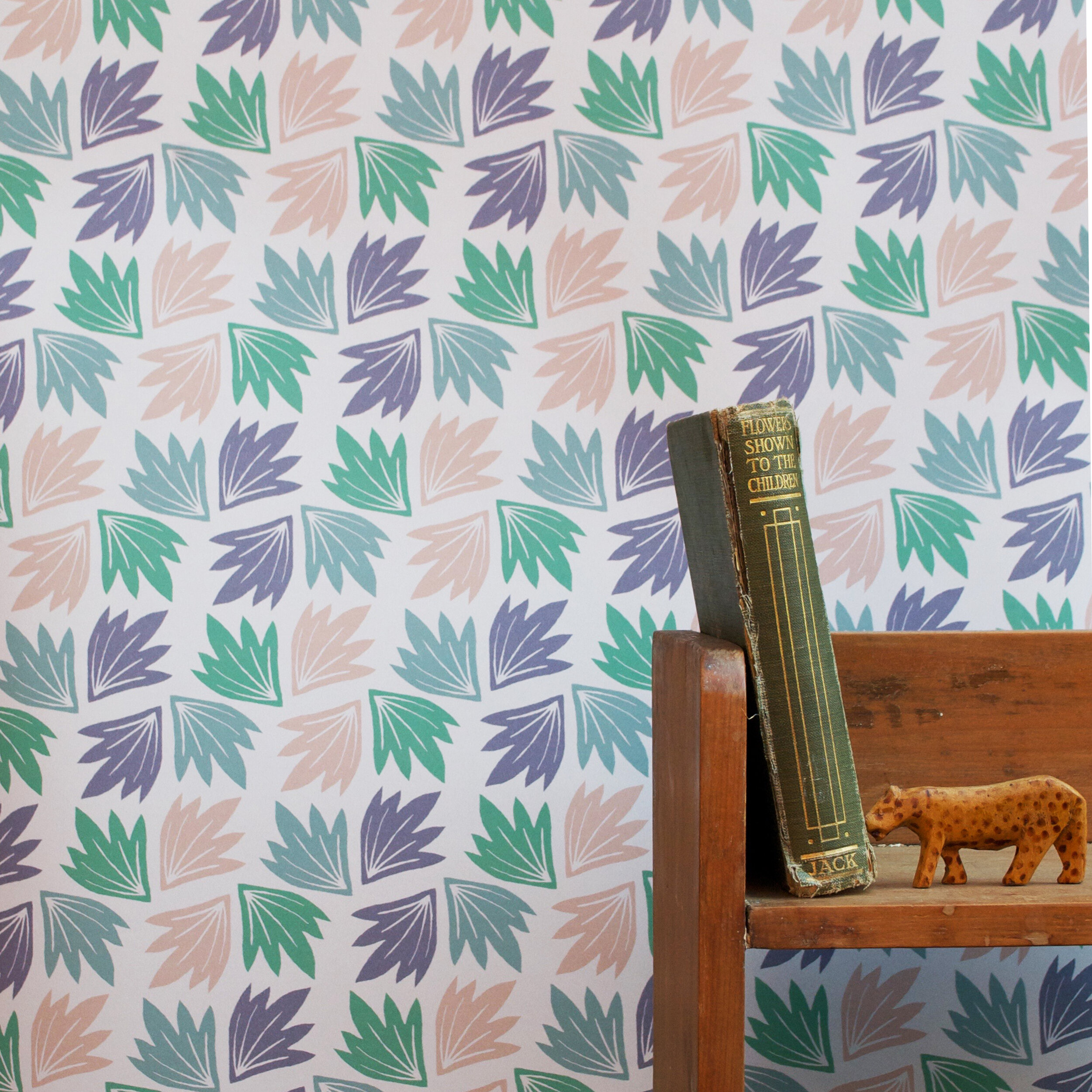 Palm Leaves Wallpaper in Pastel Shades — KIRAN RAVILIOUS