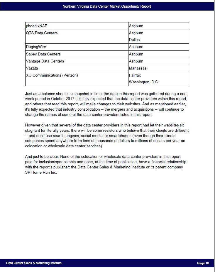 Northern Virginia Data Center Market Opportunity Report Team License Data Center Sales Marketing Institute