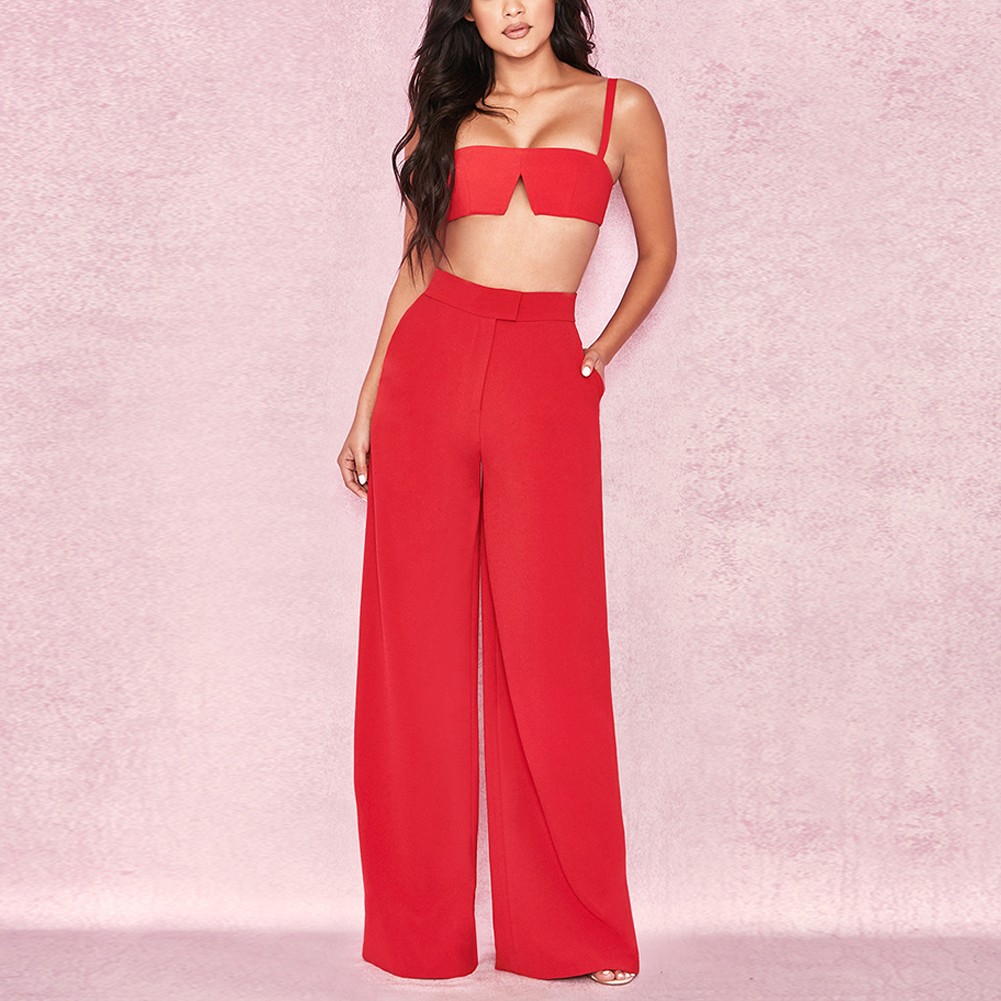 red two piece jumpsuit