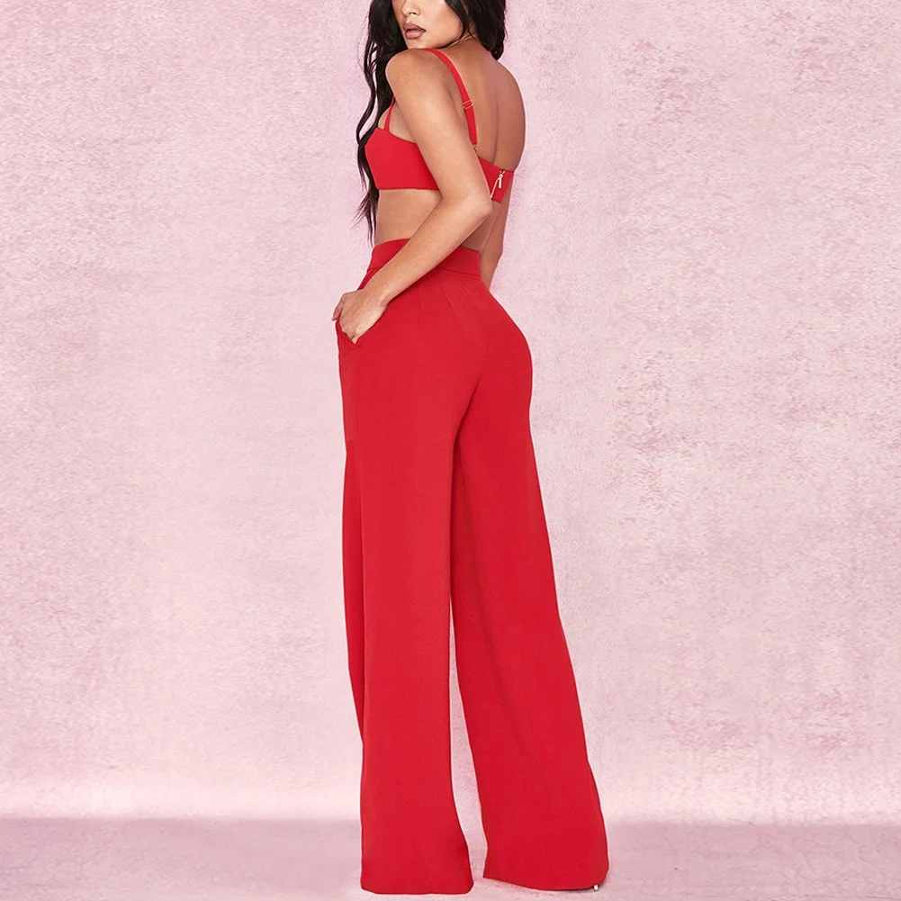 2 piece red jumpsuit