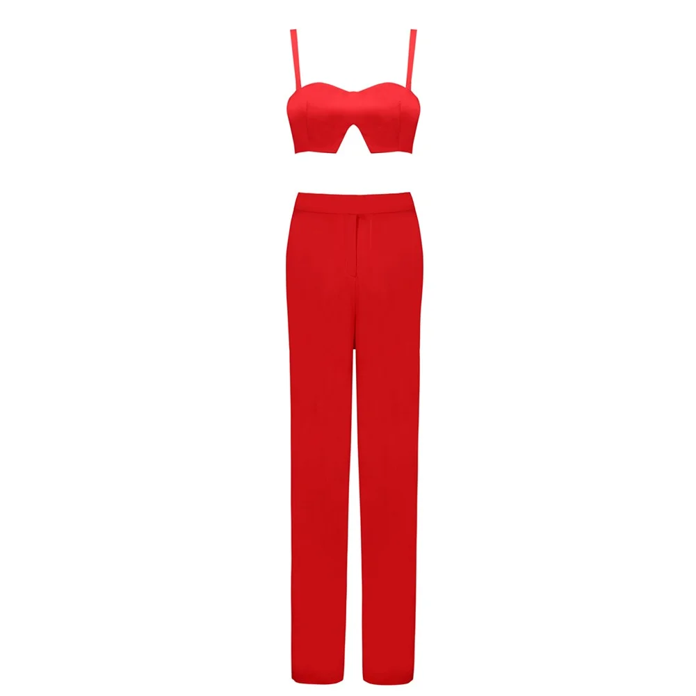 2 piece red jumpsuit