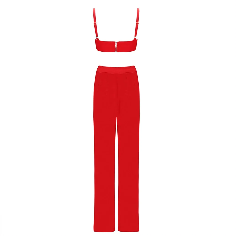 2 piece red jumpsuit