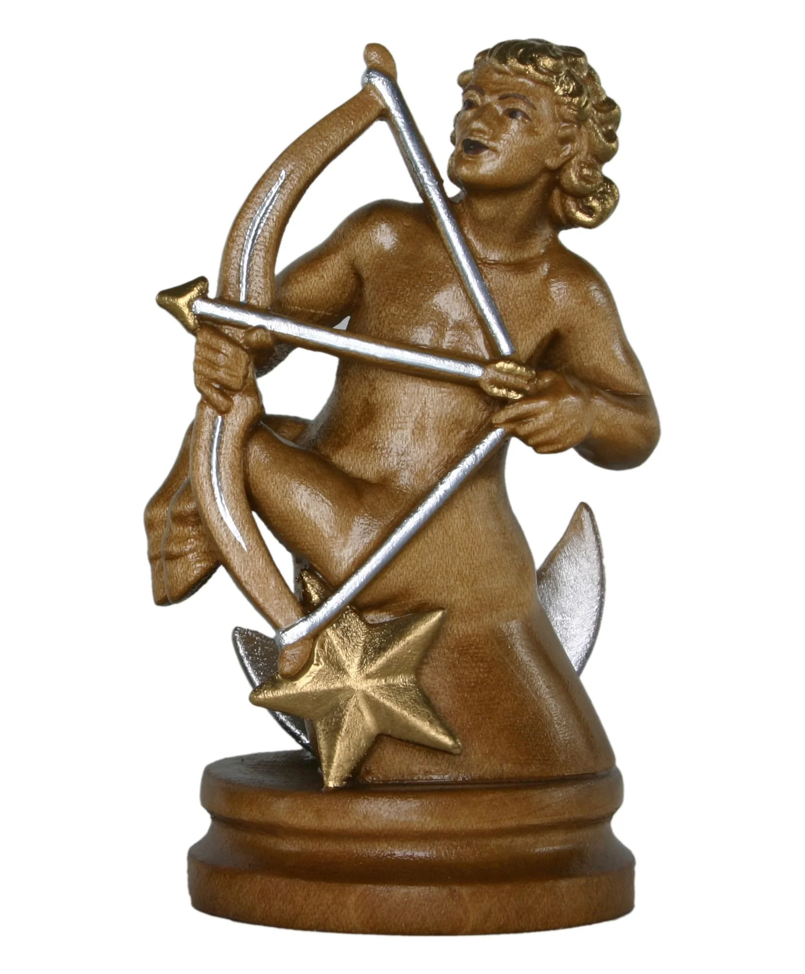 Turned Wood Zodiac Figure - 9cm - Stained & Gold — Hickory