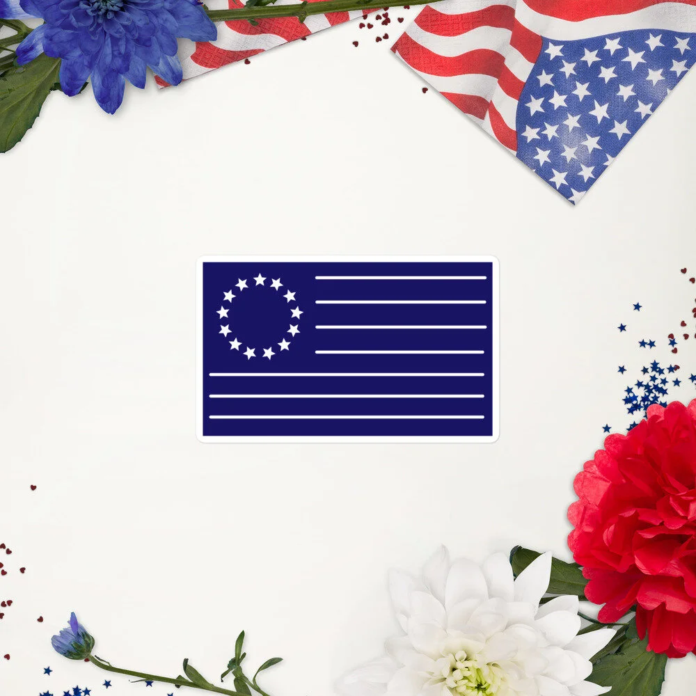 Betsy Ross Flag Sticker White on Blue