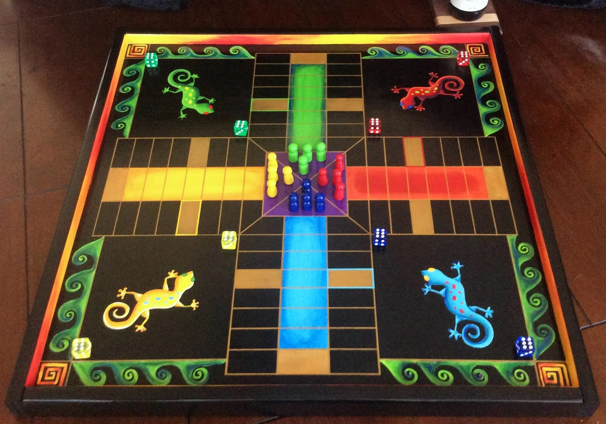 Parcheesi Hand Painted Lizard Parcheesi Wooden Parcheesi Gameboards Deluxe Hand Painted Heirloom Quality Parcheesi Gameboard Chris N Carries Wahoo Games And Signs
