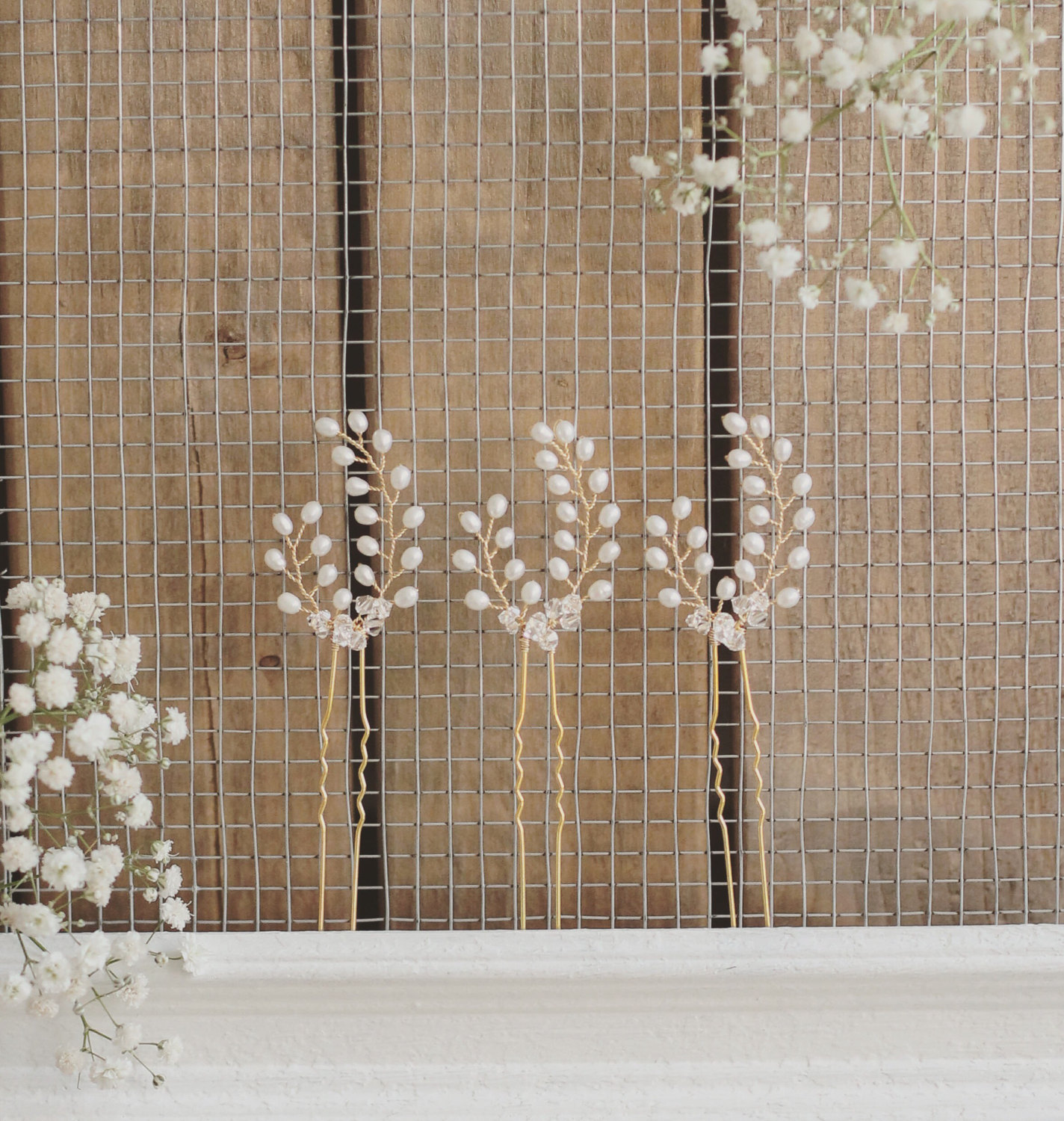 Bridal Hair Pins Bridesmaid Hair Pins Set Of 3 Hair Pins Gold
