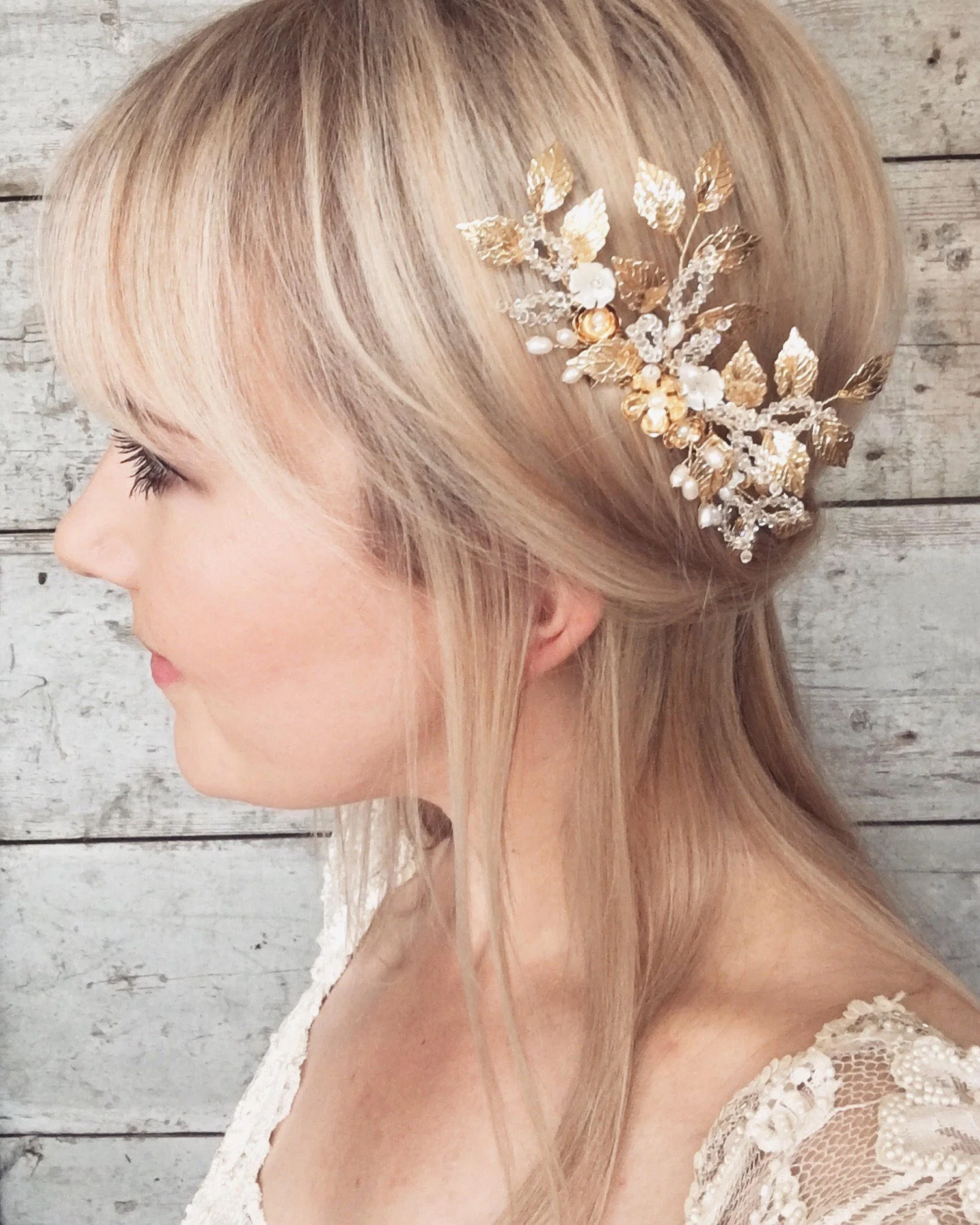 Bridal Hair Comb Wedding Headpiece Bride Hair Accessories Gold