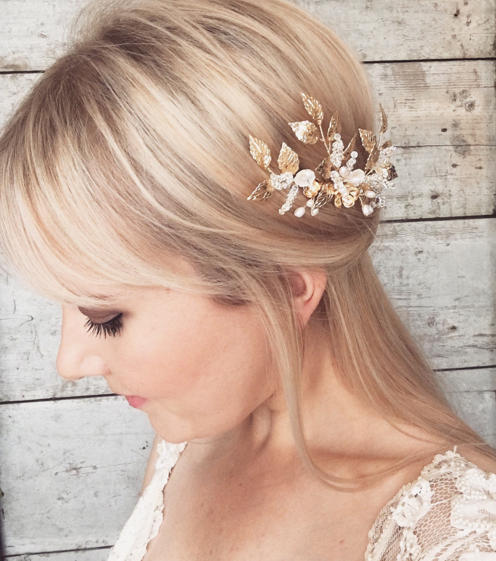 Bridal Hair Comb Wedding Headpiece Bride Hair Accessories Gold
