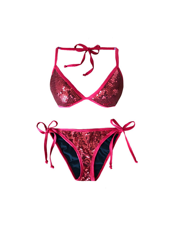 red sequin swimsuit