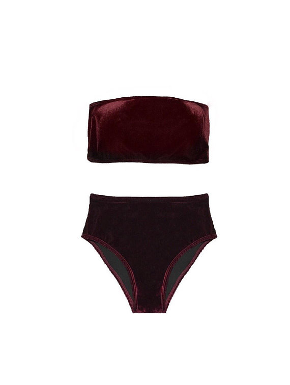 maroon high waisted bikini