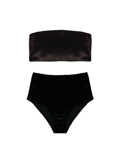 black bandeau high waisted bikini