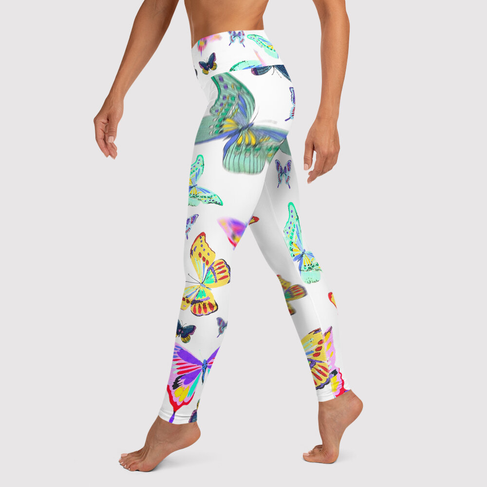 MADAME BUTTERFLY - WHITE - High-Rise Leggings — FOR THE LOVE OF ROCKSTARS —  FOR THE LOVE OF ROCKSTARS