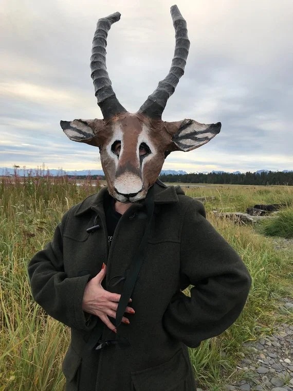 Gazelle mask - Custom Made Papier Mâché Animal Head Masks — %Crooked Crow  Masks - Custom Masks and Props