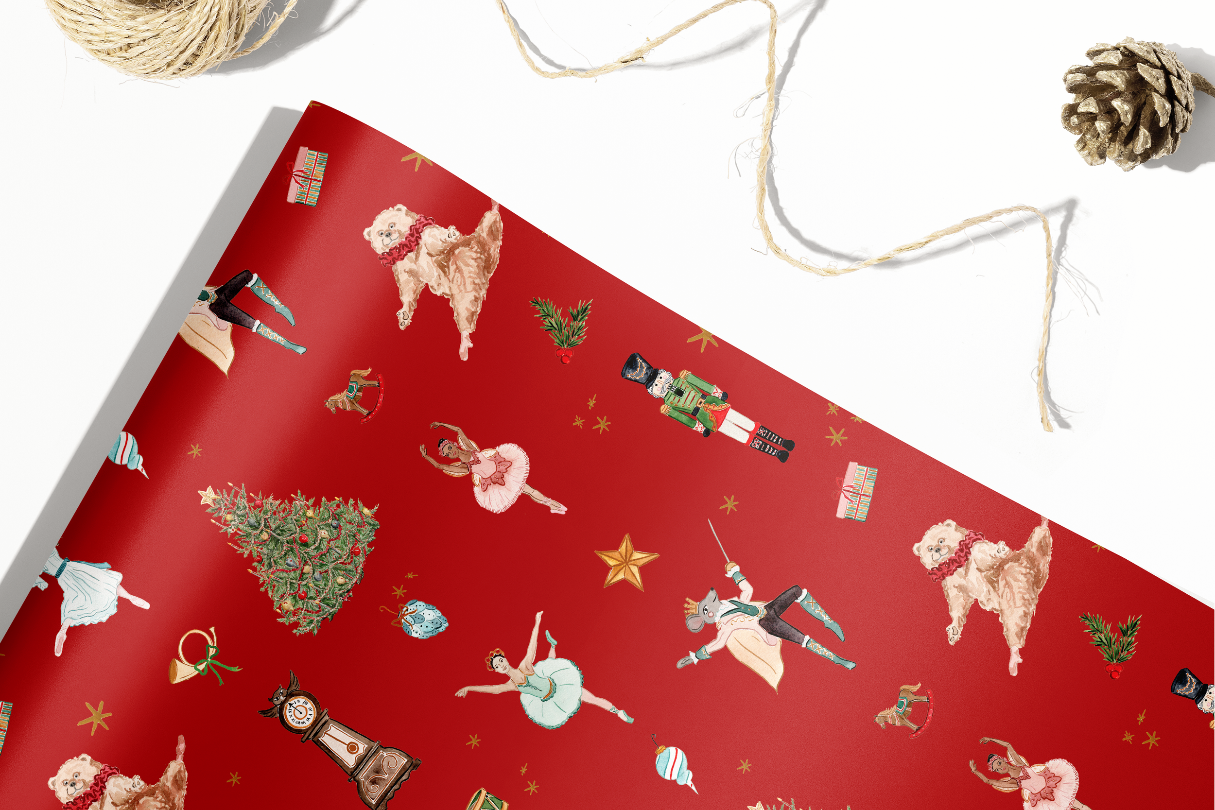 Custom Nutcracker Ballet Christmas Wrapping Paper Roll / Sheets 24x36in Or  24x60in, Holiday, Birthday, Wedding Gift Wrap, Mini Print, RED - Slyarts