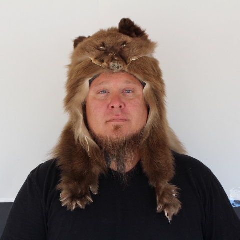 Black Bear Mountain Man Fur Hat with 