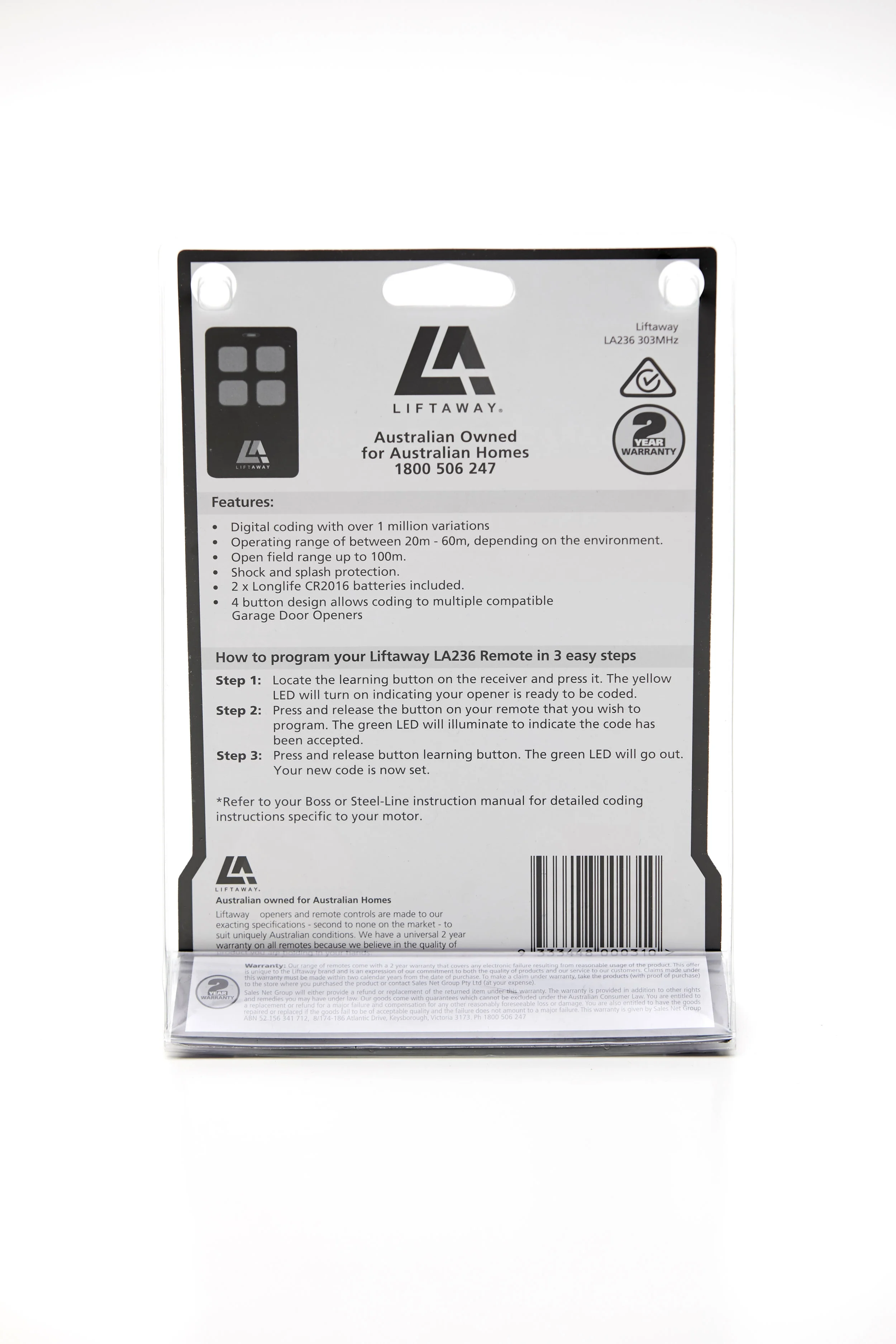 Liftaway La236 Steel Line Boss Compatible Garage Door Remote Liftaway