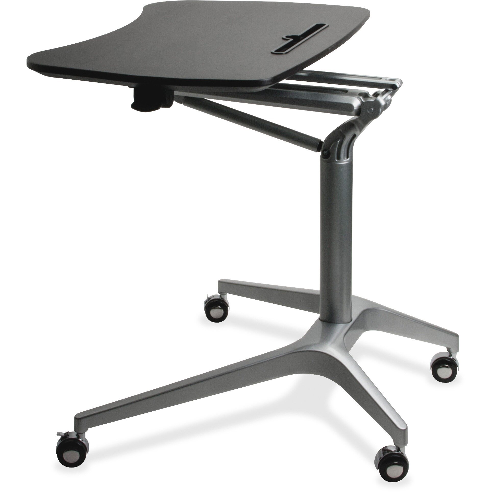 Bowery Hill Adjustable Mobile Laptop Cart in Black 