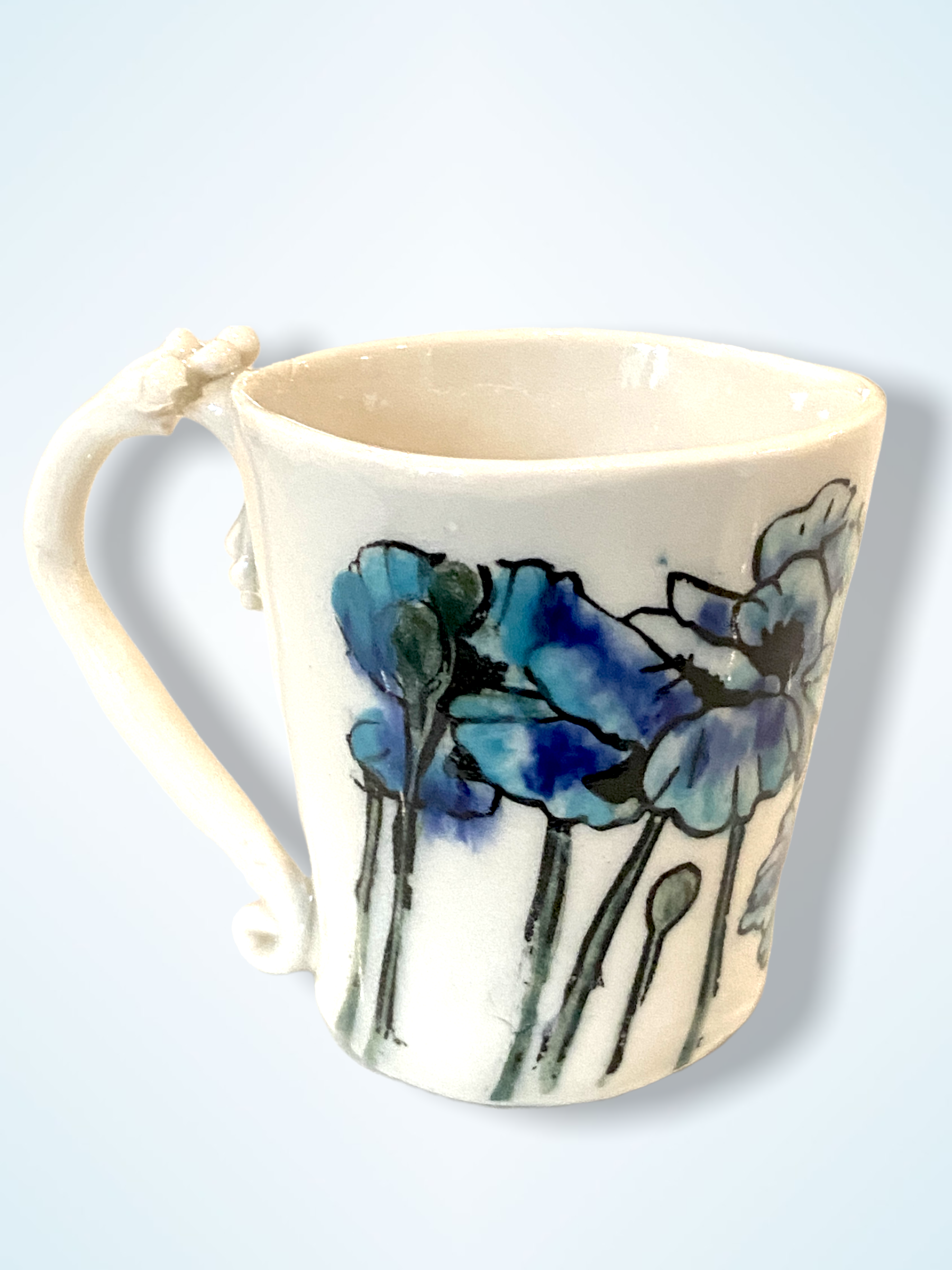 Poppy design demitasse cups, espresso cups, tea cups — Karen O