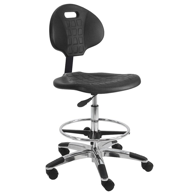 Medium Back Nylon Base LabTech Seating LT43698 High Bench Chair Chrome Foot Ring Casters Polyurethane 