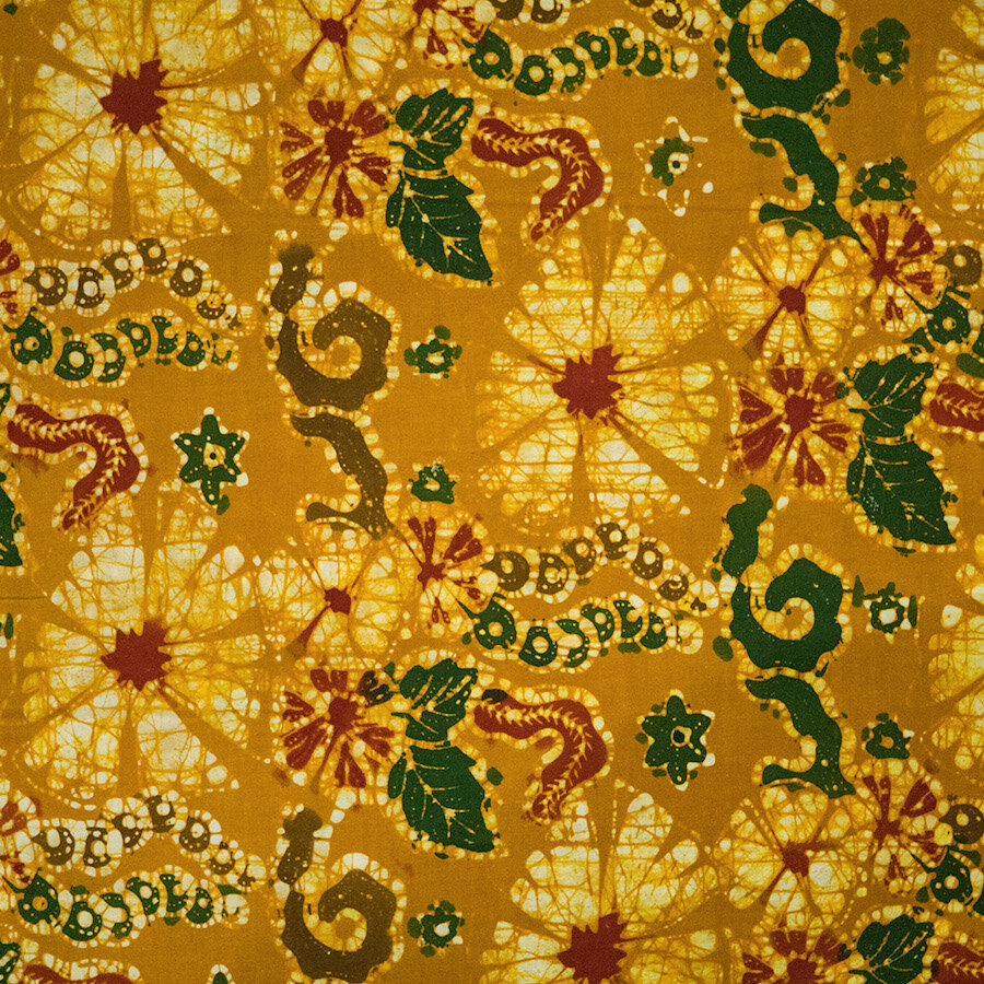 Batik Fabric, Gold Malaysian Patterns — Cargo Inc