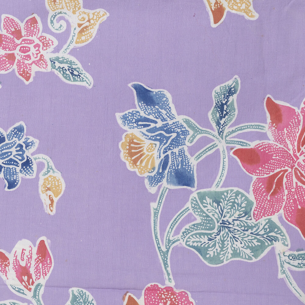 18” x 22” Hi Fashion Batik Purple Floral Cotton Fabric Squares