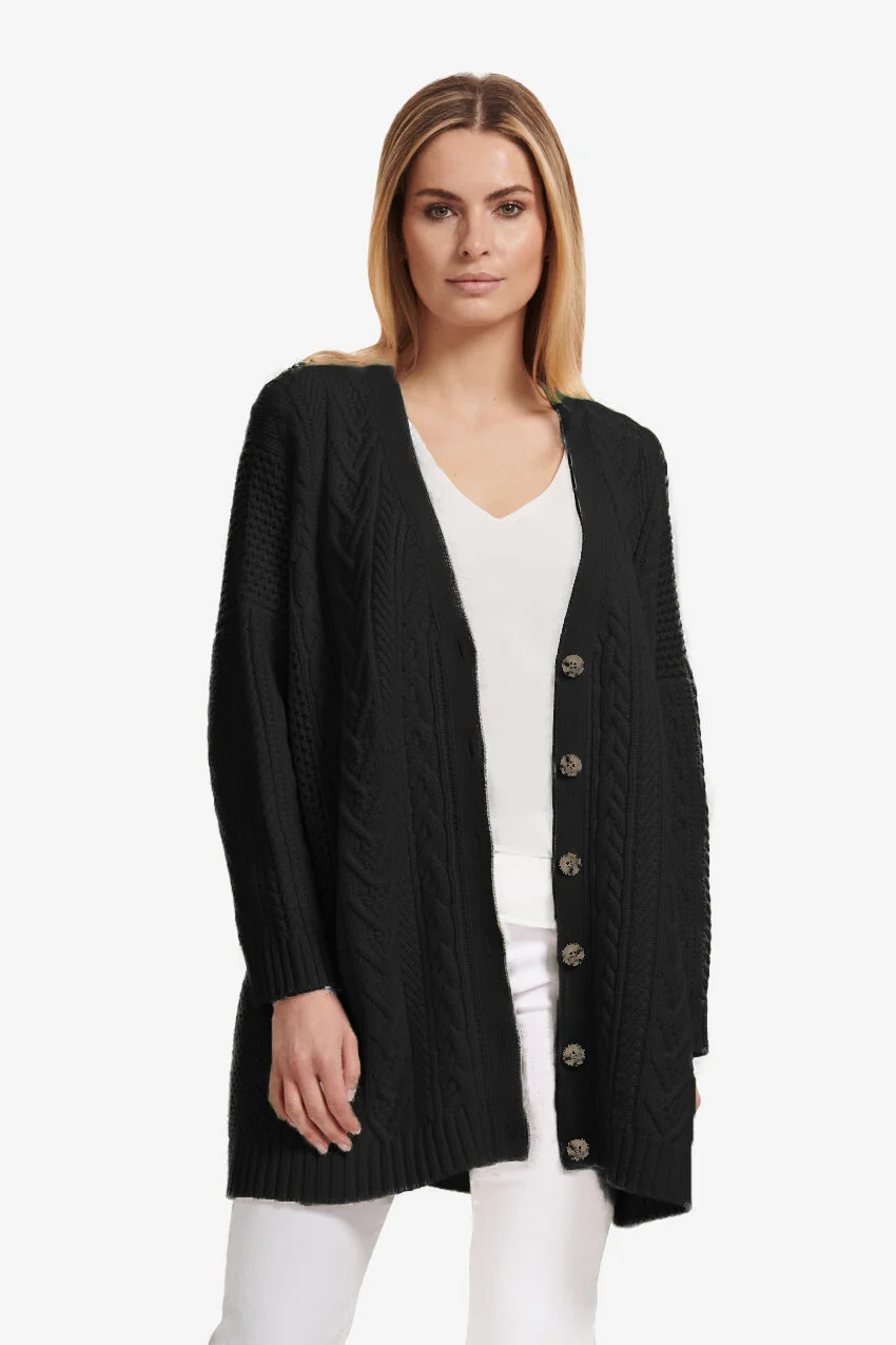 black aran cardigan