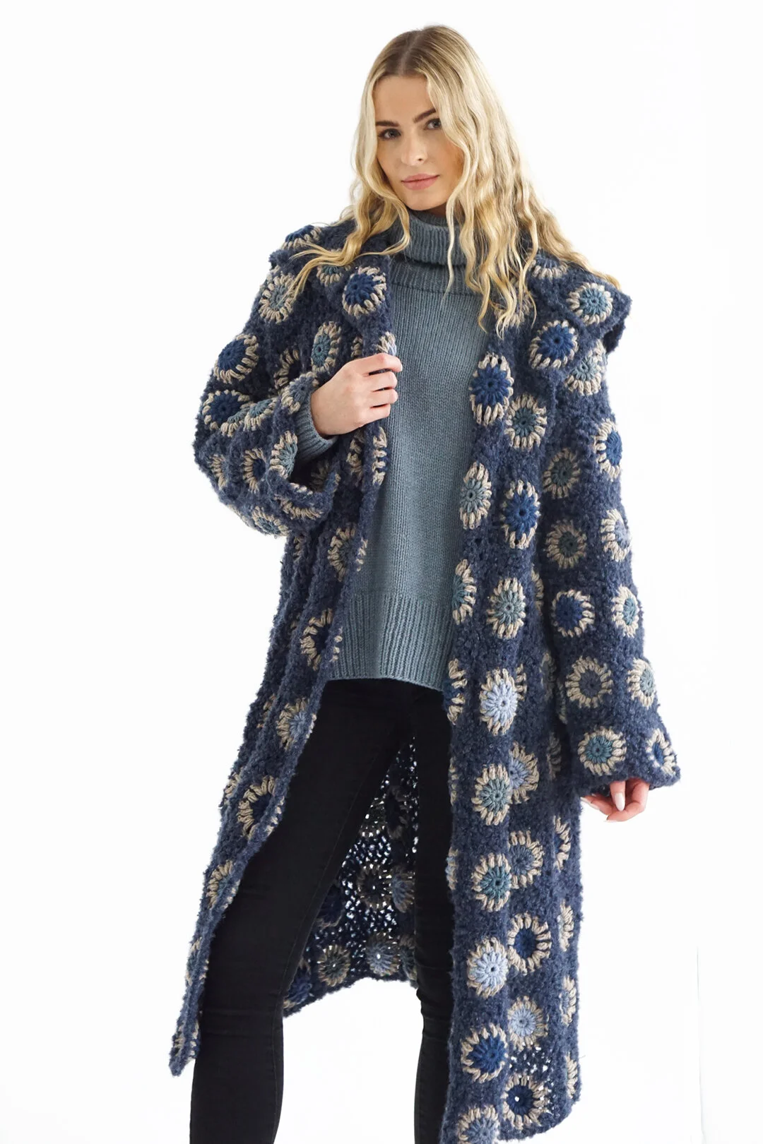 religion faux fur coat in python print