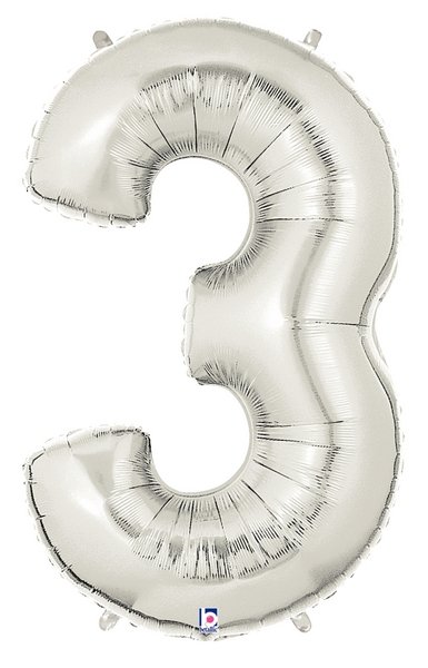 Giant Number 3 Helium Balloon — Chillybear