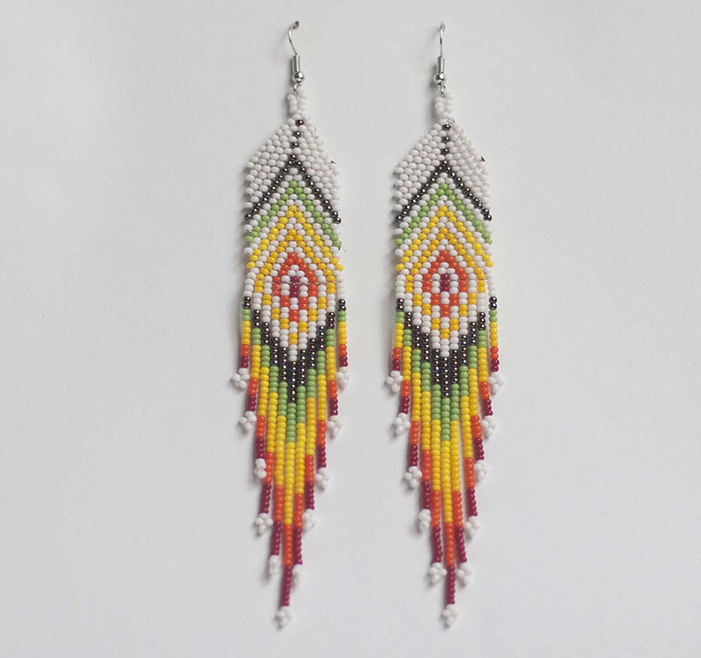 Waterfalls // triangular zig zag with gold and red beadwork