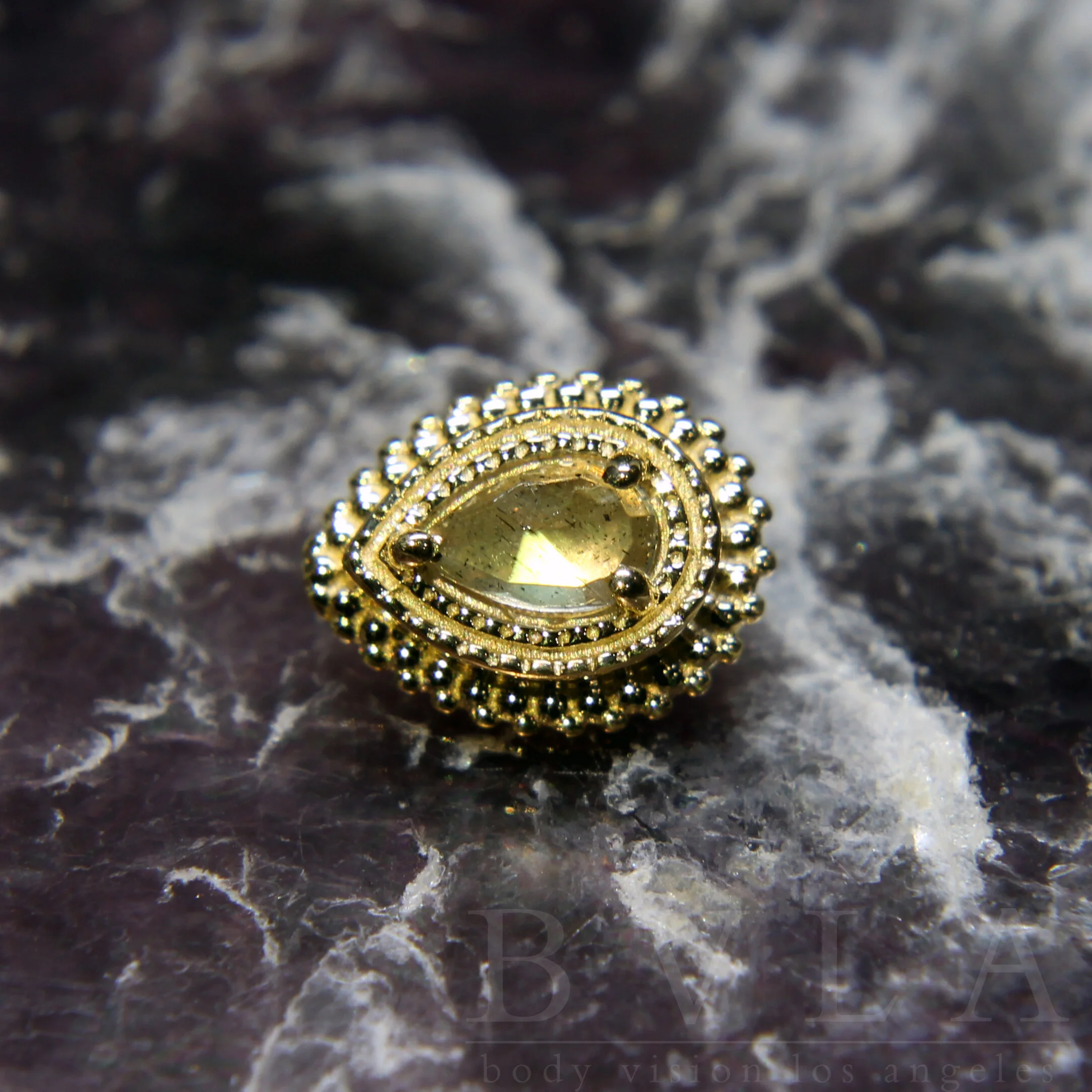 14k Gold Mini Afghan Pear with Labradorite — Cape Fear Tattoo