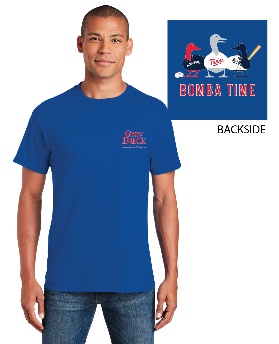 Bomba Time Twins T-shirt Gray, Red, White, Blue — Gray Duck Spirits, The  Midwest's Spirits, Vodka, Seltzer
