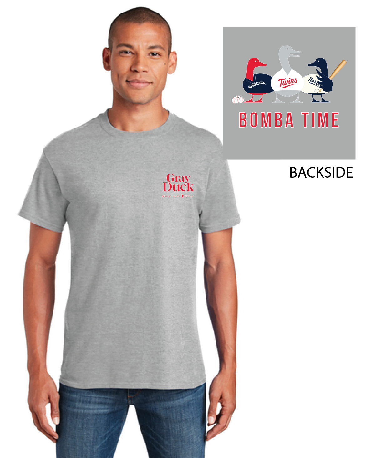 Bomba Time Twins T-shirt Gray, Red, White, Blue — Gray Duck Spirits, The  Midwest's Spirits, Vodka, Seltzer