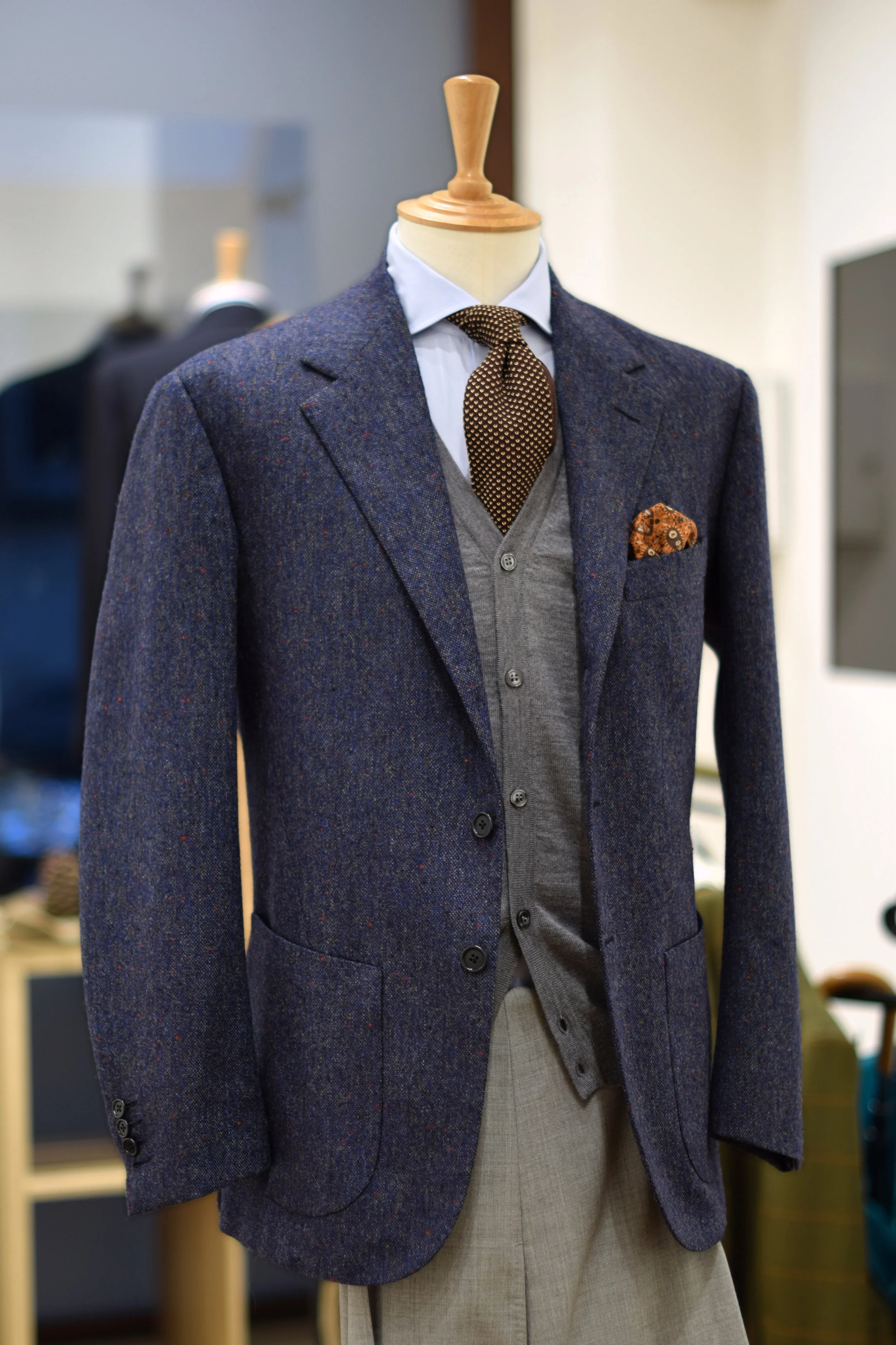 blue donegal tweed jacket