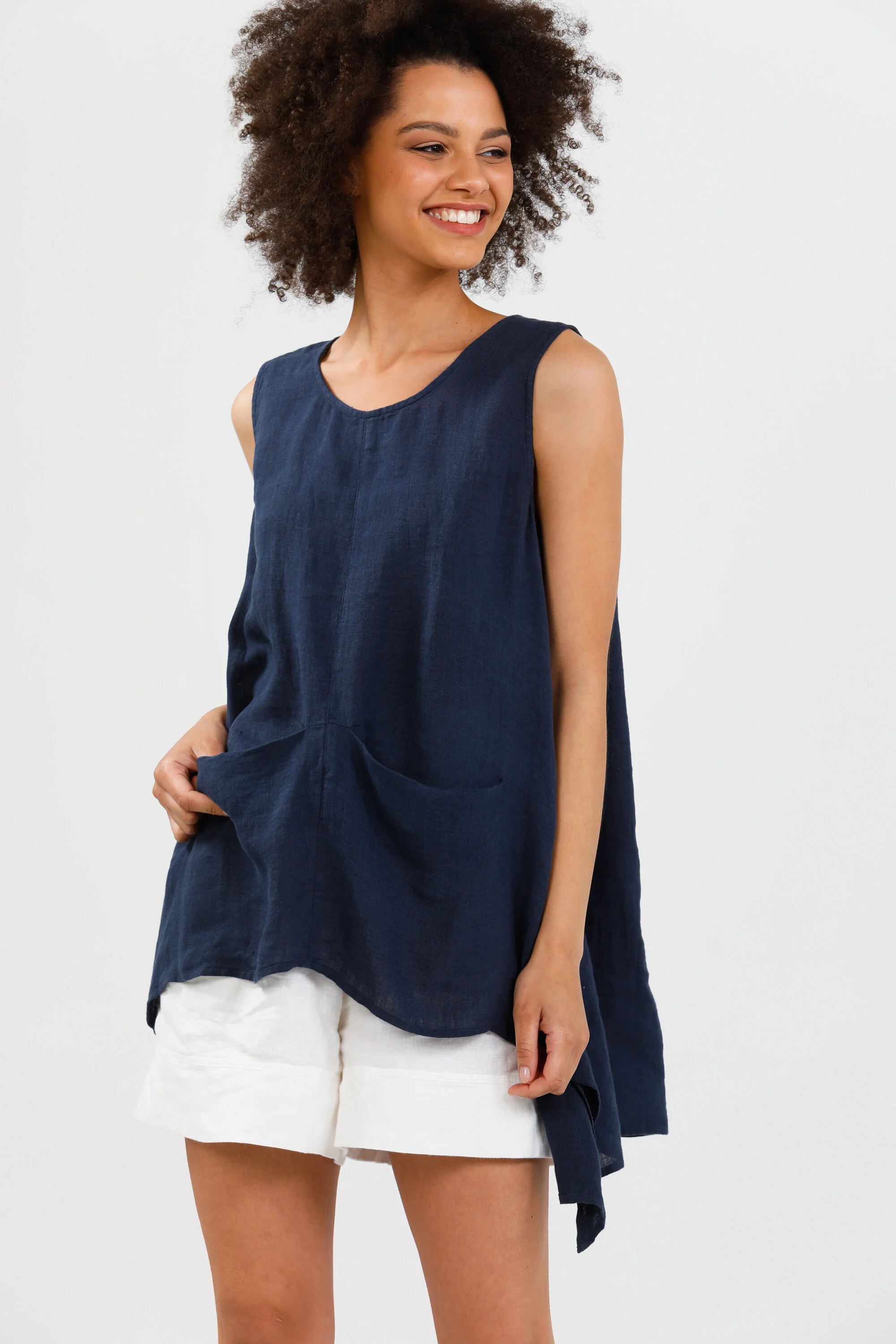 Everywhere top Navy linen — Coasting Home