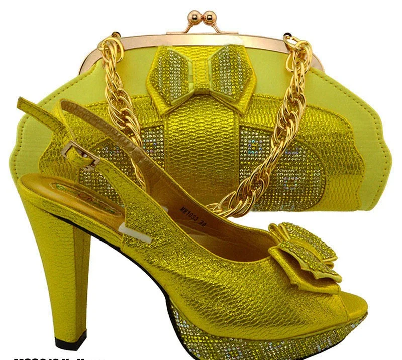lemon shoes and matching bag