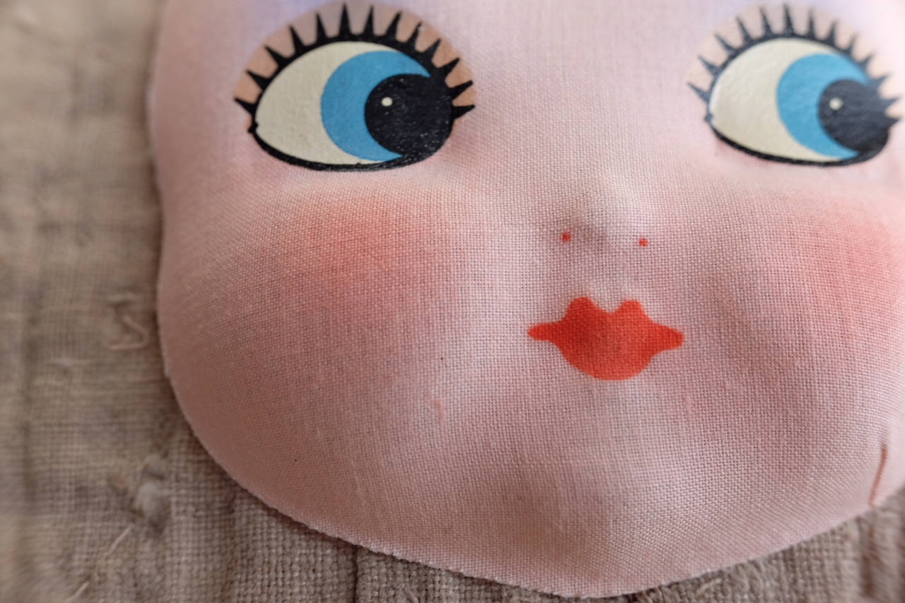 antique cloth doll painted face