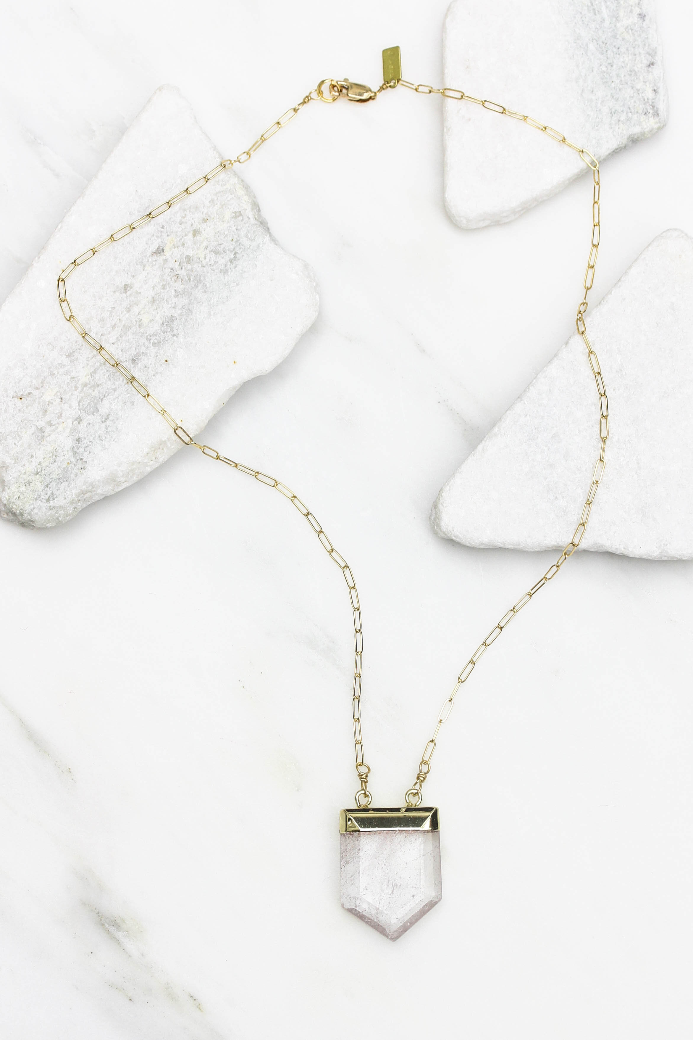 Rock crystal quartz pentagon prism short necklace — Rach B Jewelry