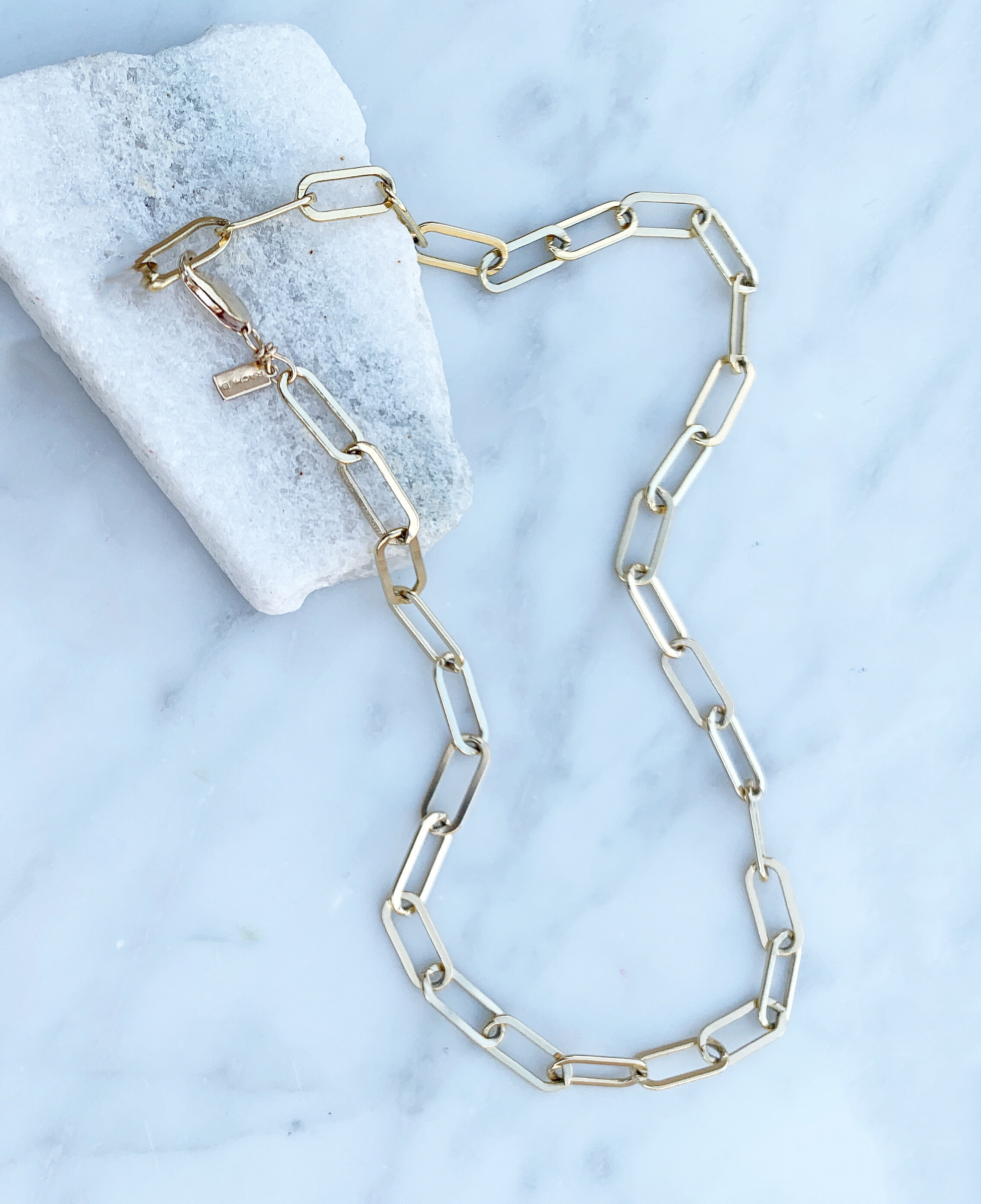 Gold sturdy large paperclip chain necklace — Rach B Jewelry