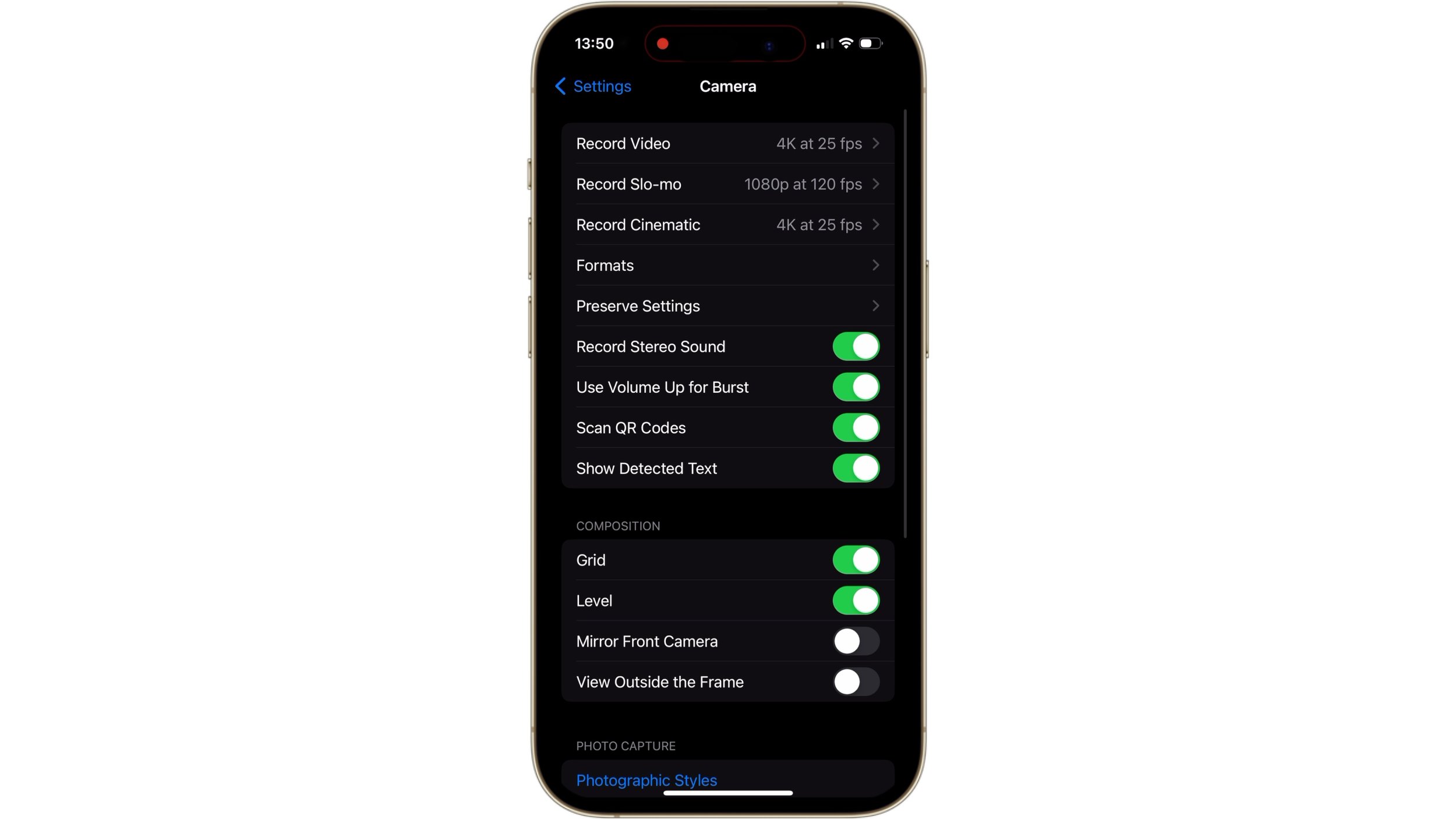 تنظیمات دوربین آیفون برای کیفیت بال