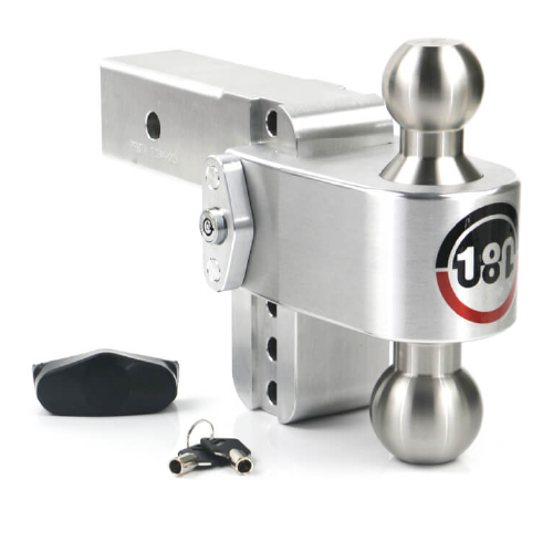 2 & 2-5/16 Weigh Safe CTB4-2.5 and a Double-pin Key Lock Chrome Plated Steel Combo Ball 4 Drop 180 Hitch w/ 2.5 Shank/Shaft Adjustable Aluminum Trailer Hitch & Ball Mount