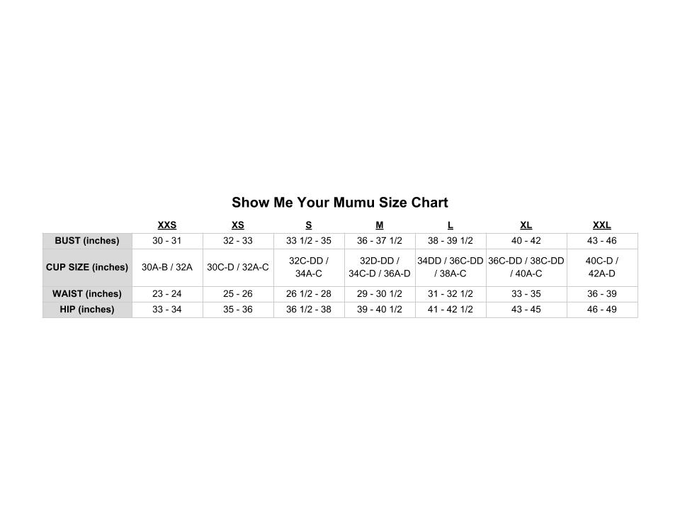 Show Me Your Mumu Size Chart