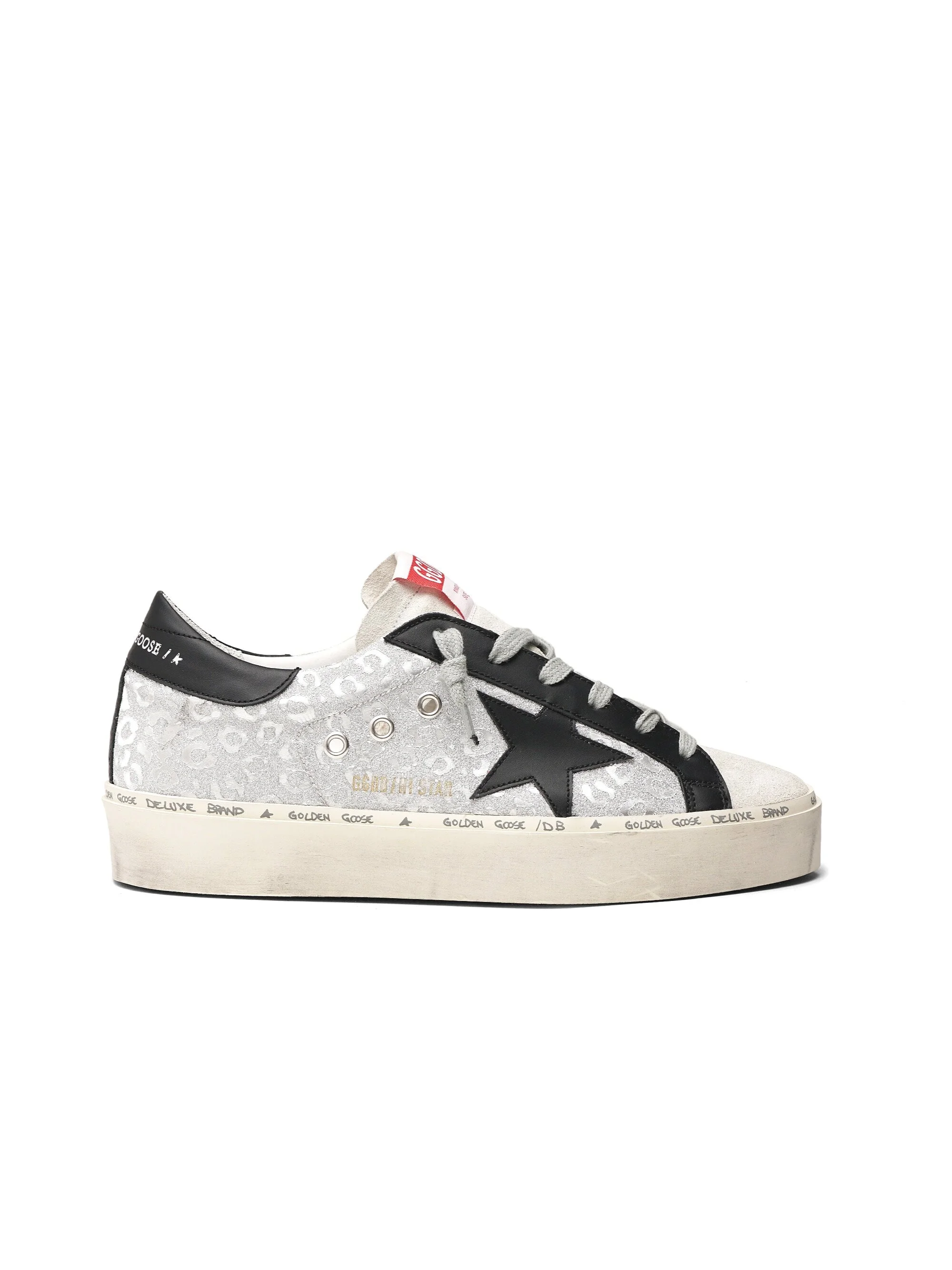 silver and black golden goose