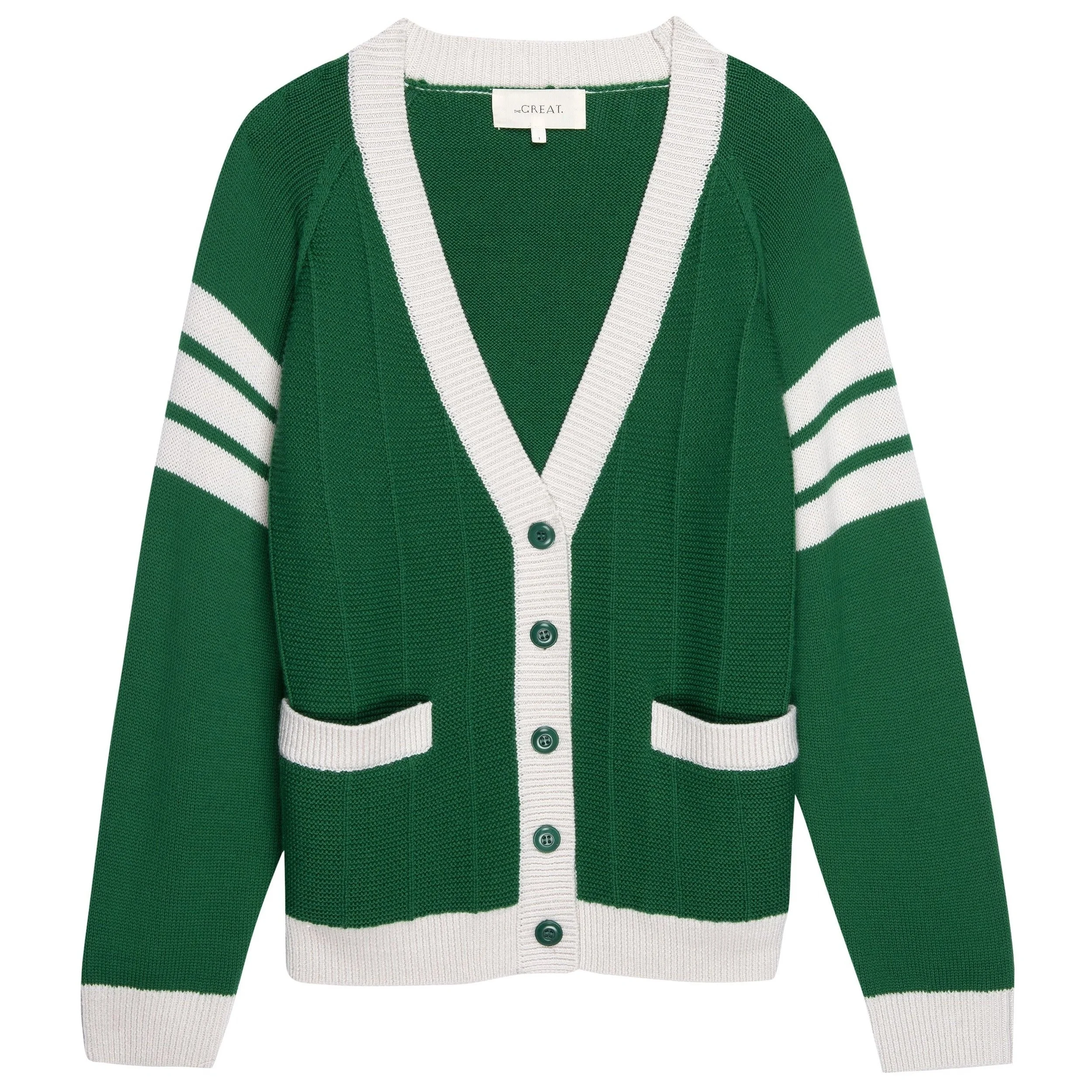 The Great Meadow Green Varsity Cardigan 