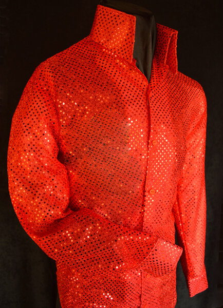 red sequin shirt
