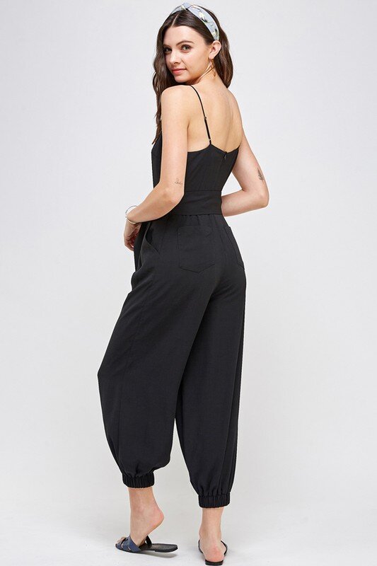 black belted jumpsuit