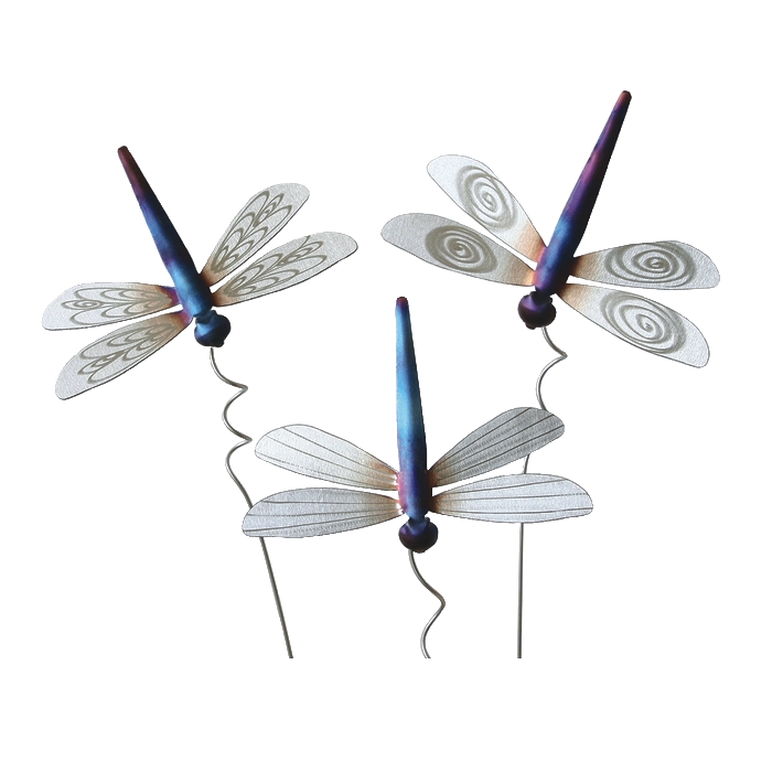 Stainless Steel Dragonfly Garden Stakes Set Of 3 Cricket Forge