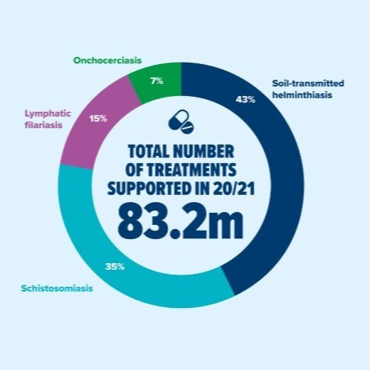 饼图显示了2020-21年支持的治疗总数.