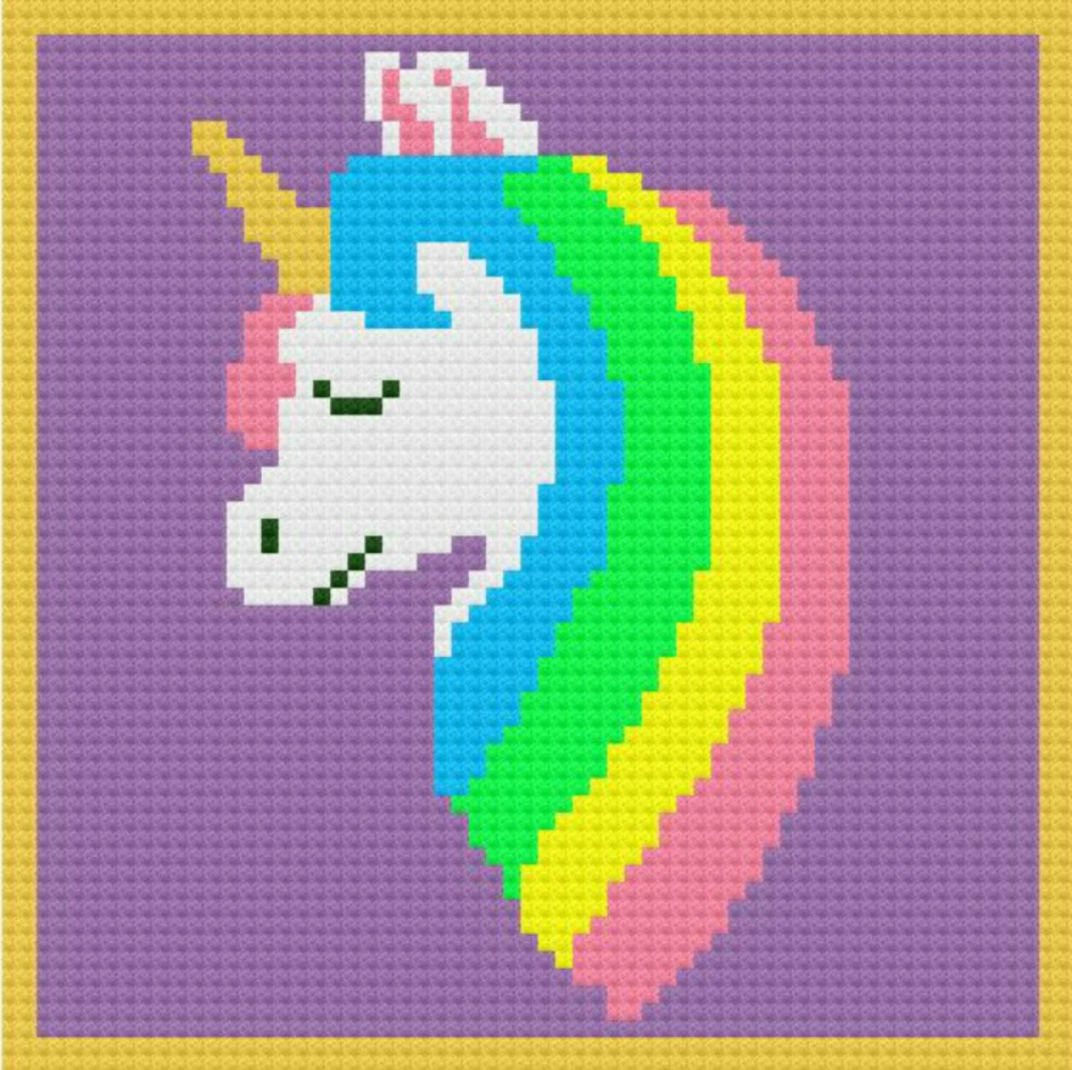 Unicorn Head Afghan C2c Crochet Pattern